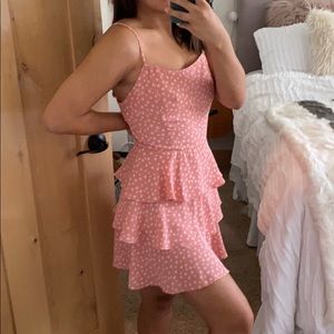 Pink Floral Ruffle Dress